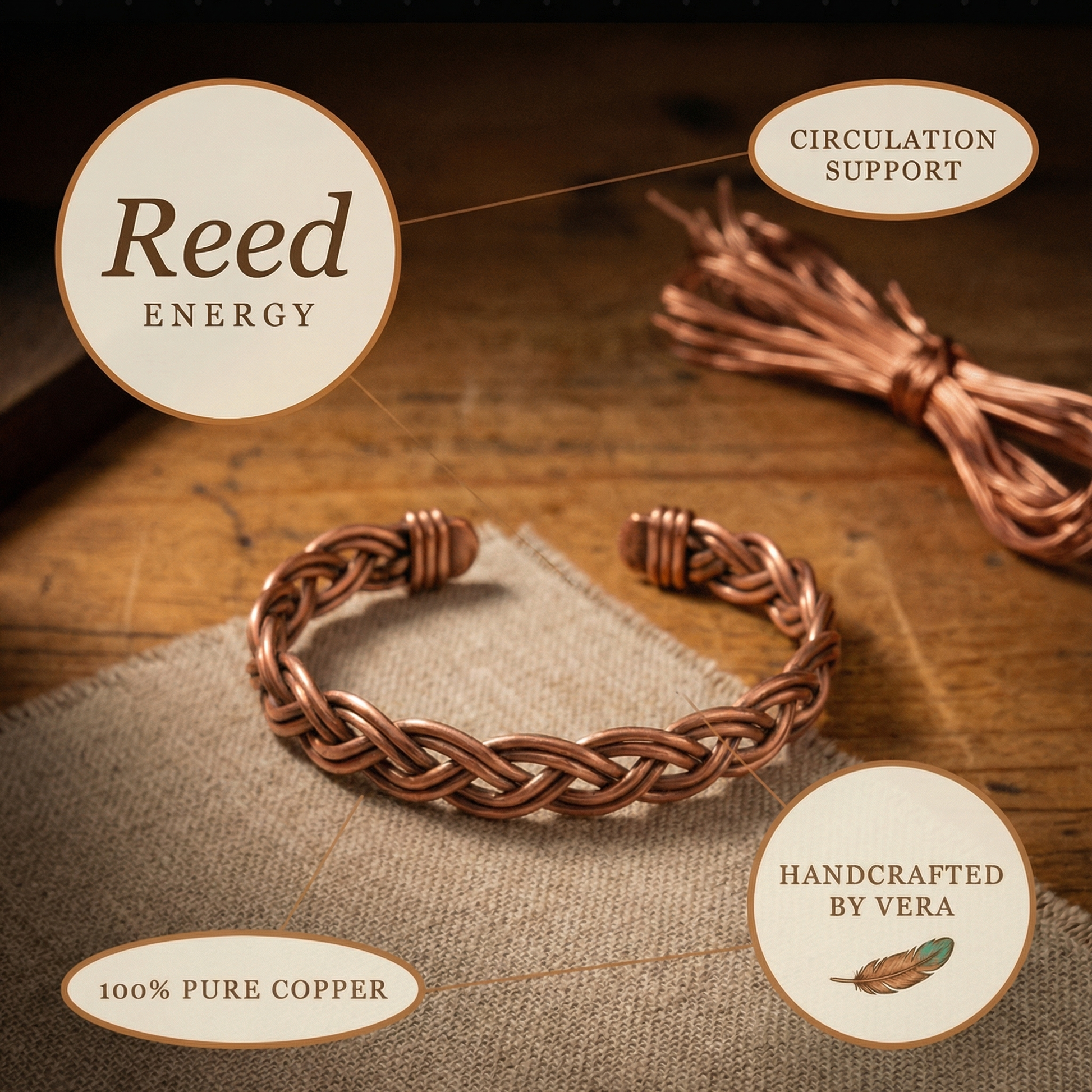 Vera's Reed Copper Anklet