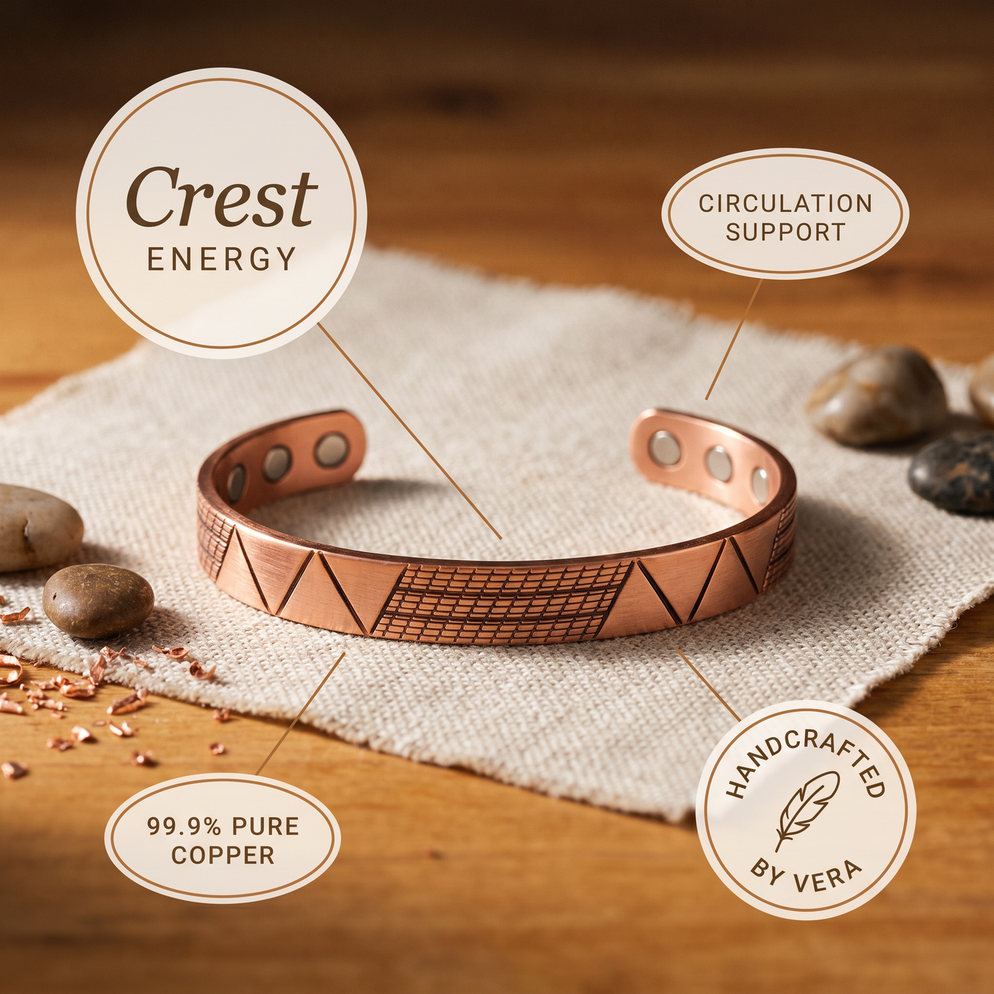 Vera's Crest Copper Bracelet
