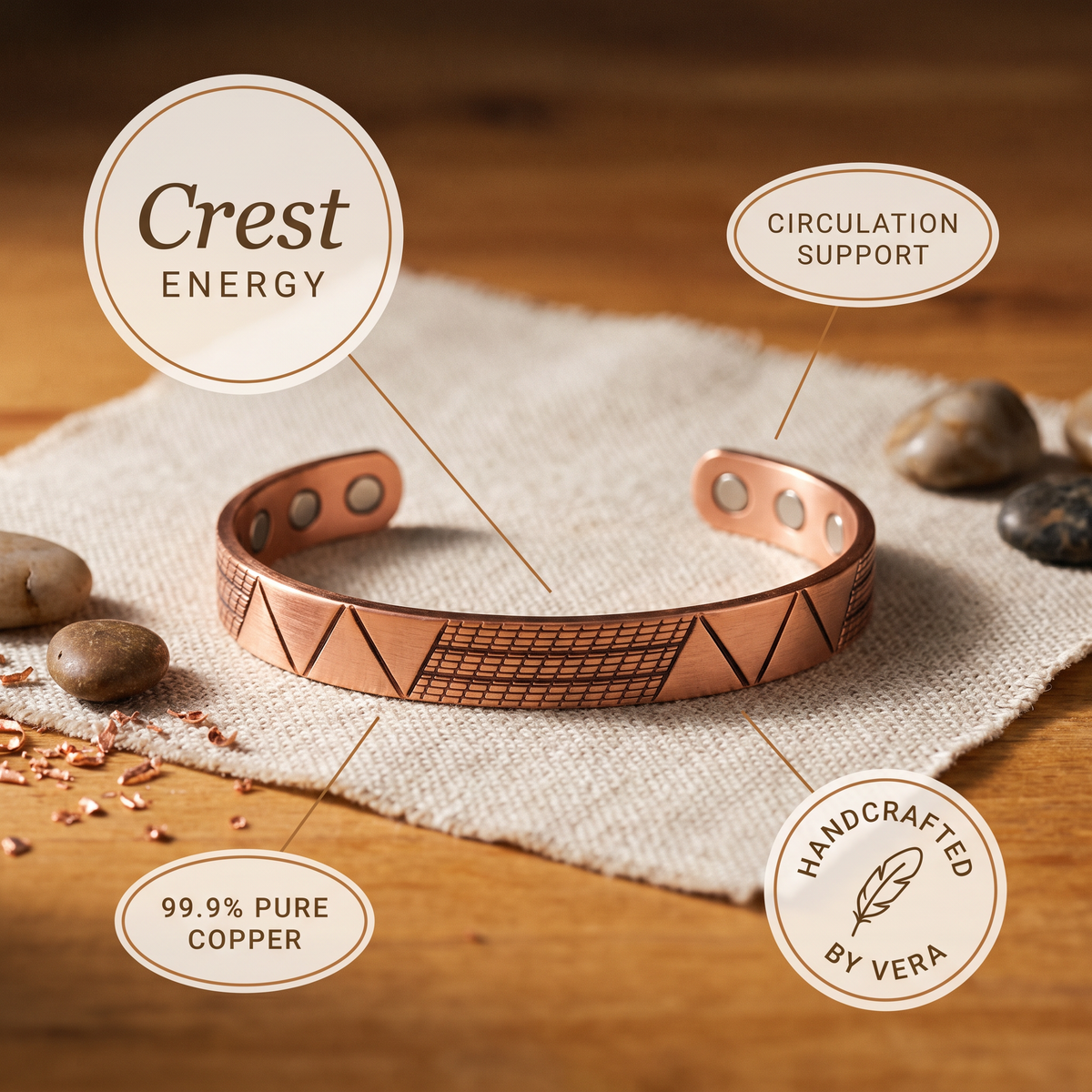 Vera's Crest Copper Bracelet